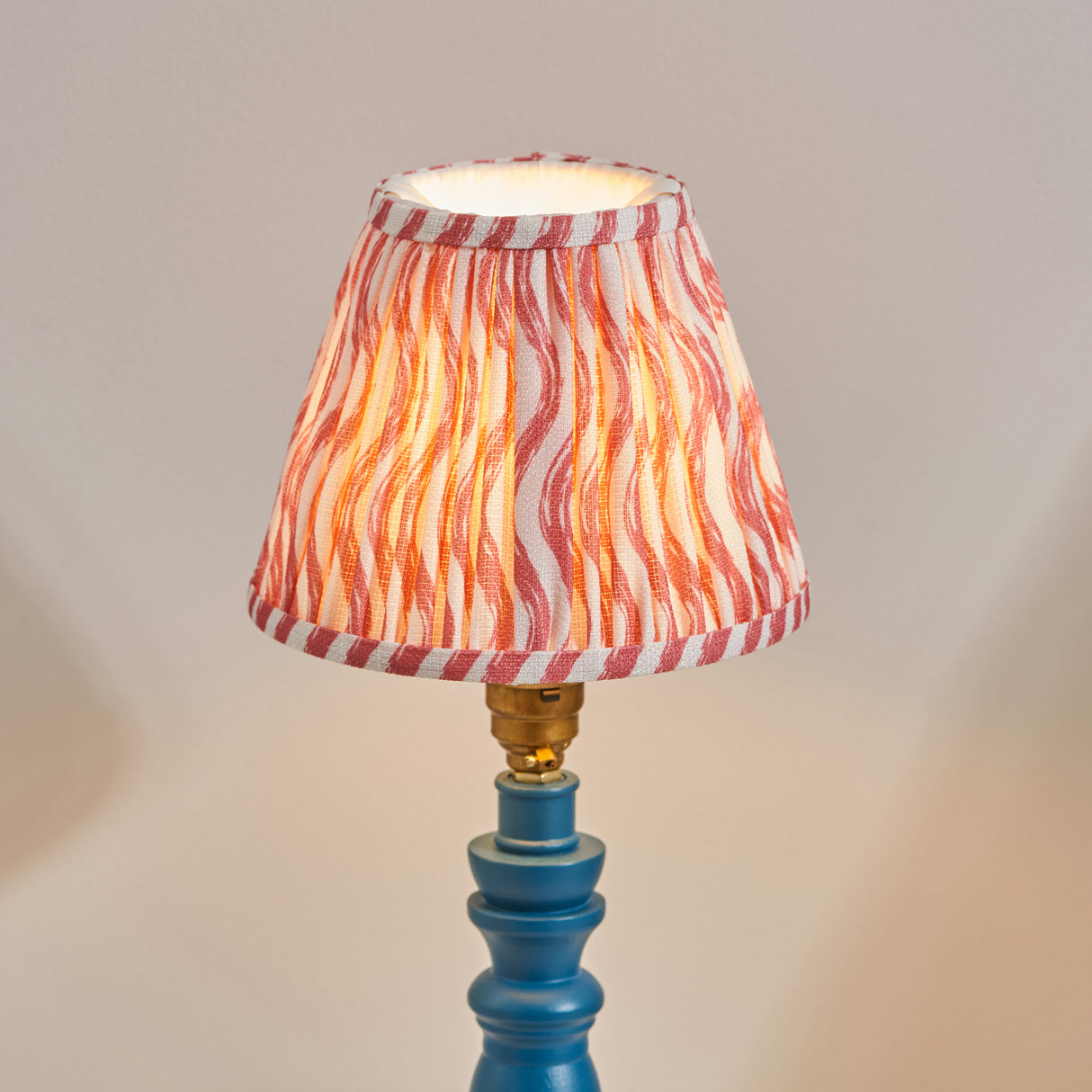 Wooden Blue Bibury & Ripple 16cm Coral pink shade - Comet Lighting