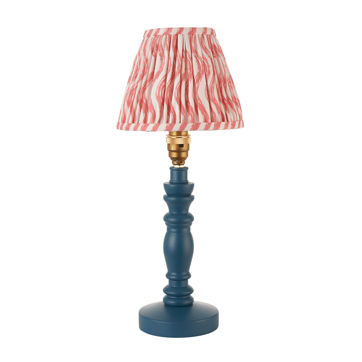 Wooden Blue Bibury & Ripple 16cm Coral pink shade - Comet Lighting