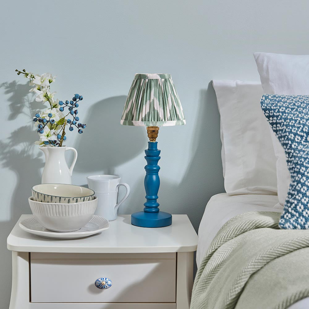 Wooden Blue Bibury & Zigzag 16cm Cotswold green shade - Comet Lighting