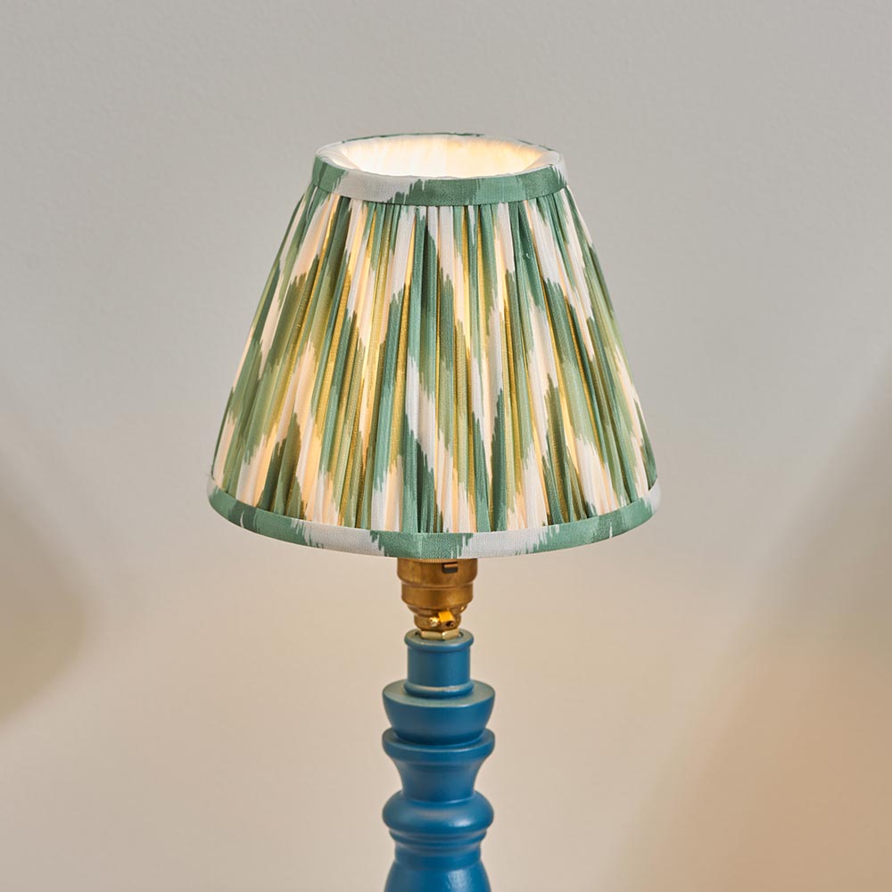 Wooden Blue Bibury & Zigzag 16cm Cotswold green shade - Comet Lighting