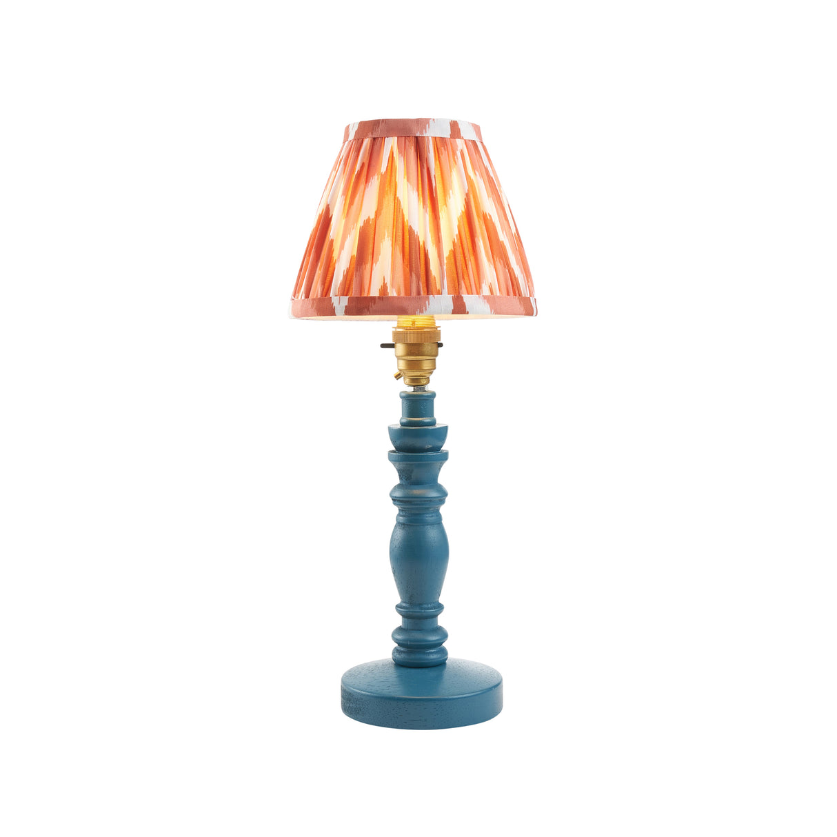Wooden Blue Bibury & Zigzag 16cm Apricot orange shade - Comet Lighting