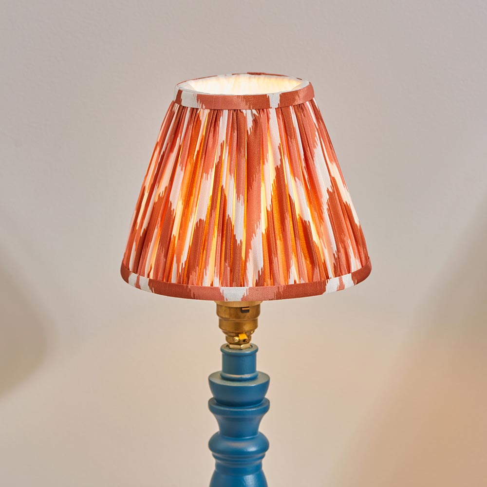 Wooden Blue Bibury & Zigzag 16cm Apricot orange shade - Comet Lighting