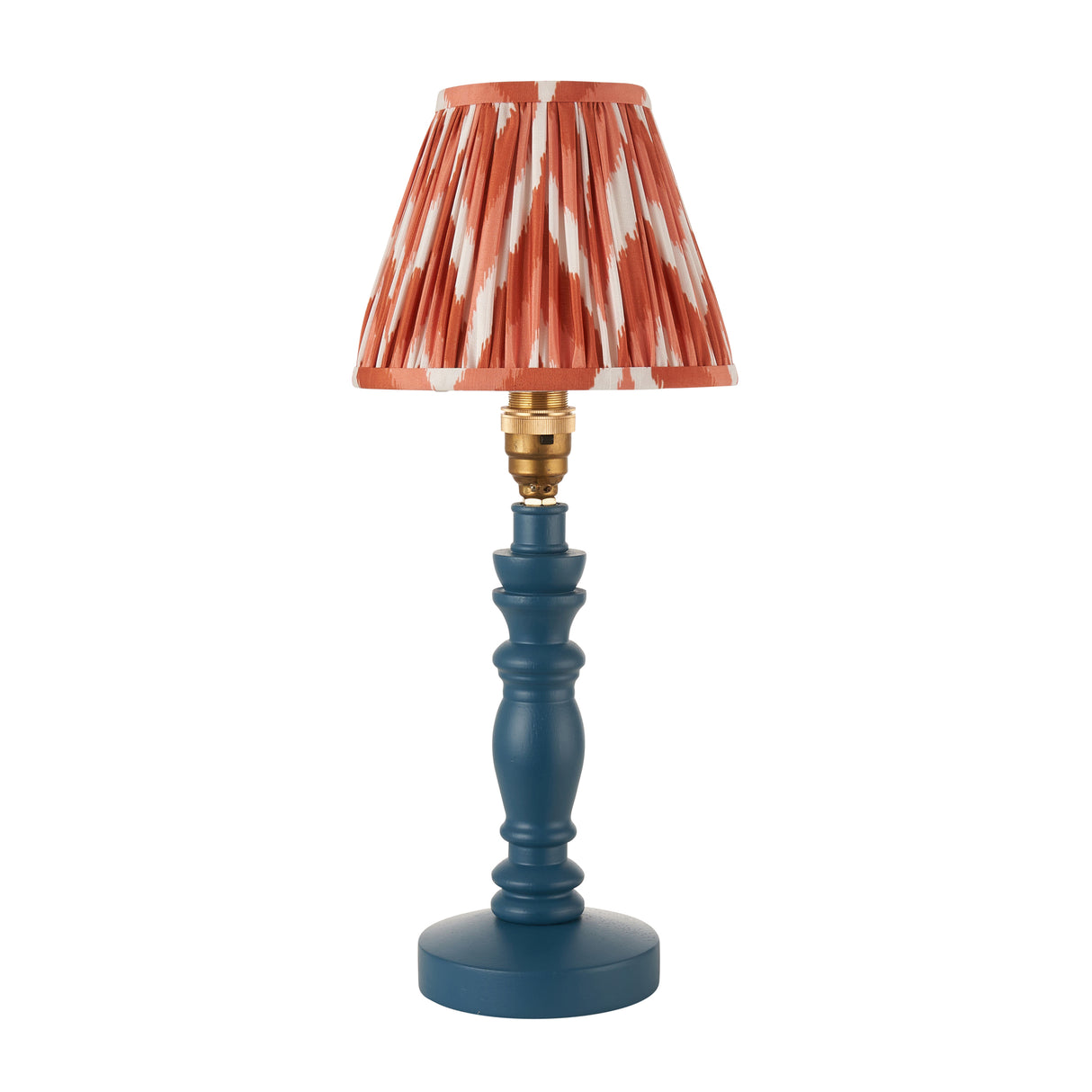 Wooden Blue Bibury & Zigzag 16cm Apricot orange shade - Comet Lighting