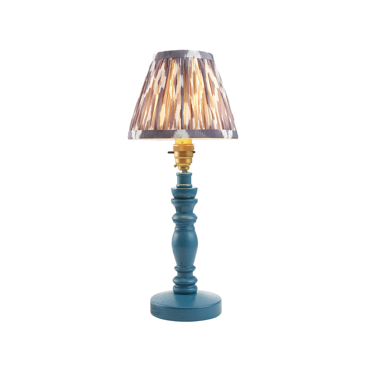 Wooden Blue Bibury & Ikat 16cm Pearl grey shade - Comet Lighting