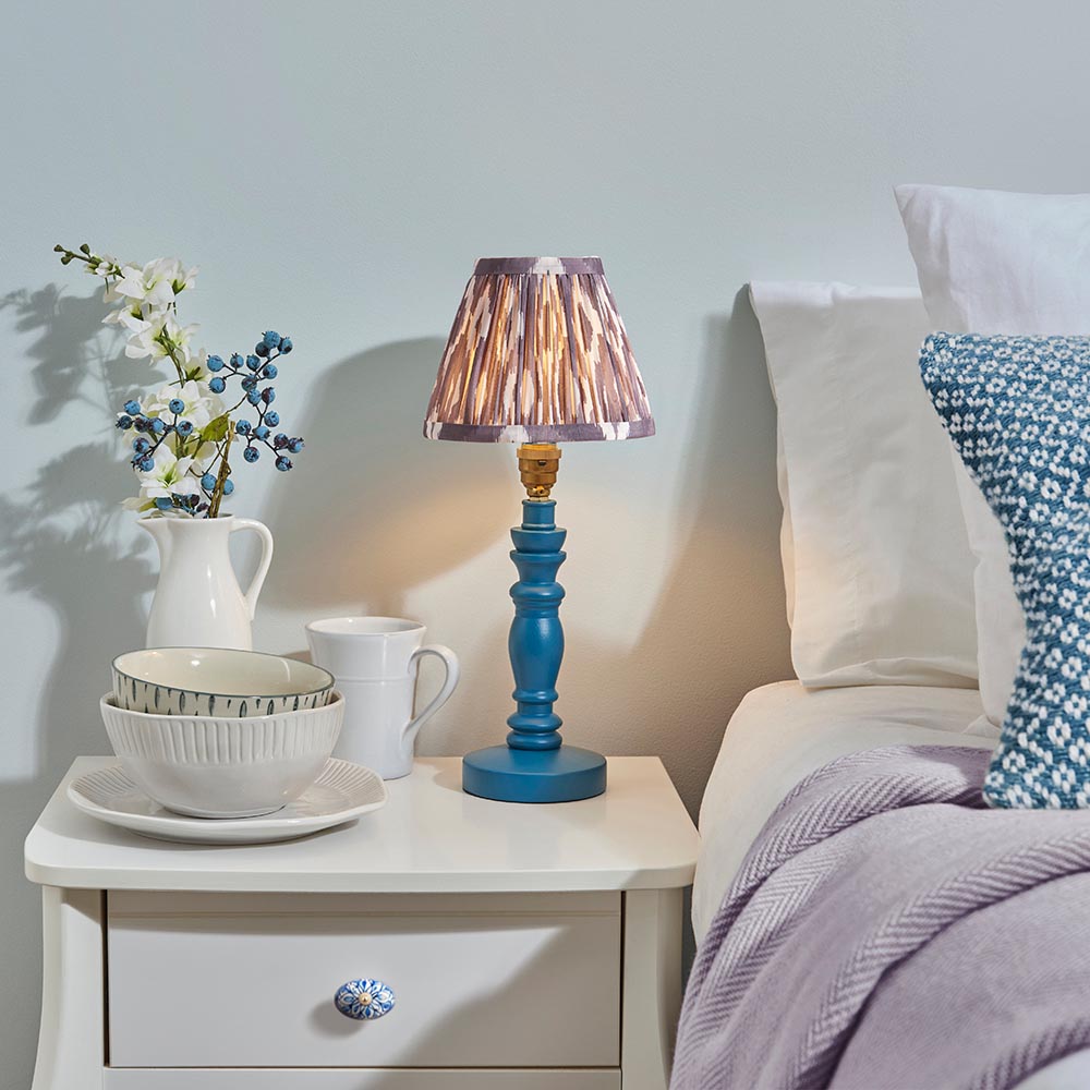 Wooden Blue Bibury & Ikat 16cm Pearl grey shade - Comet Lighting