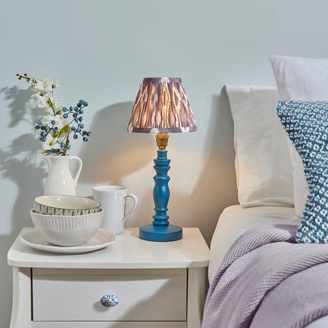 Wooden Blue Bibury & Ikat 16cm Pearl grey shade - Comet Lighting
