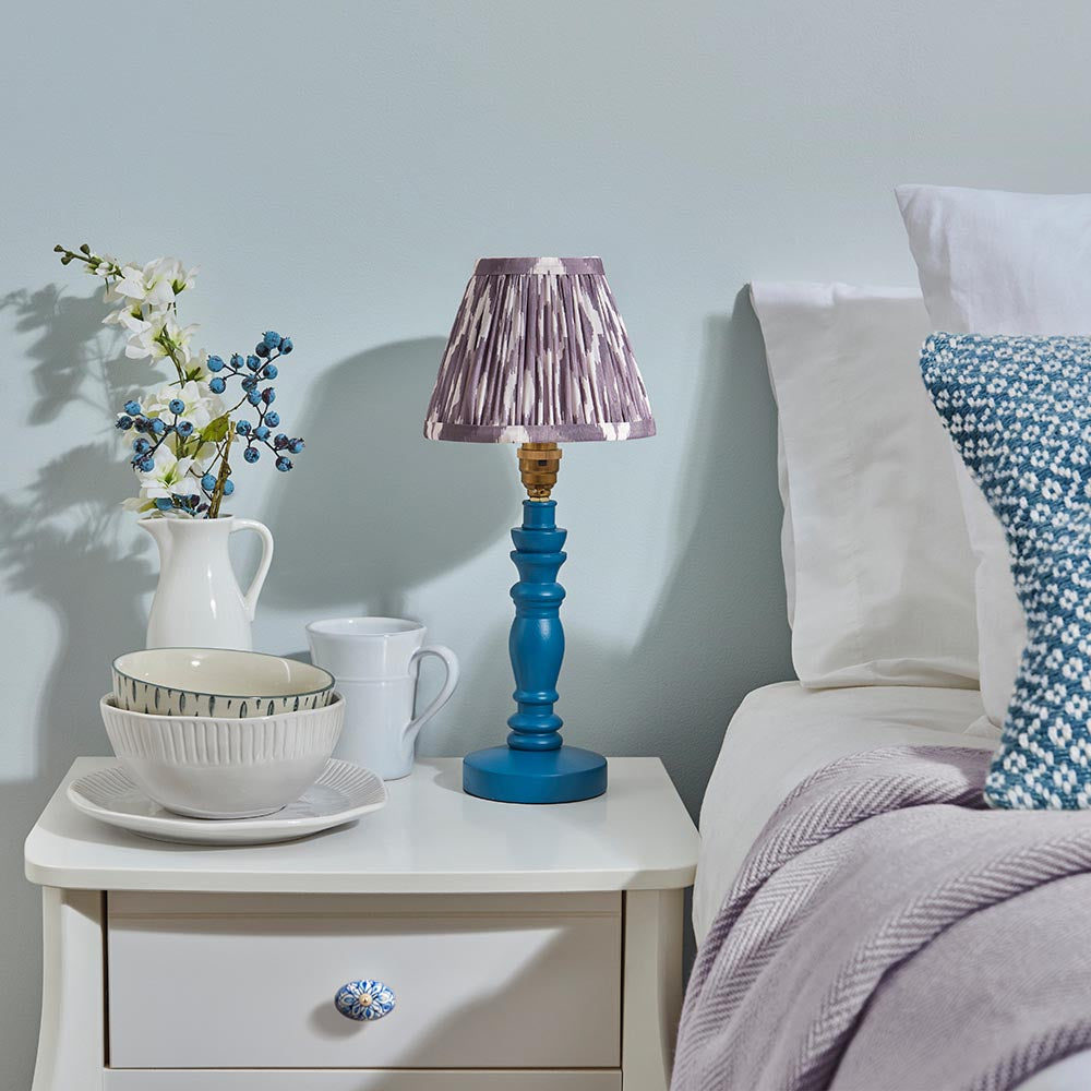 Wooden Blue Bibury & Ikat 16cm Pearl grey shade - Comet Lighting