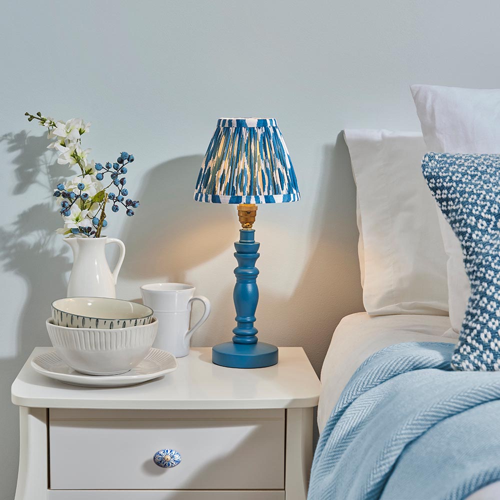 Wooden Blue Bibury & Ikat 16cm Marlin blue shade - Comet Lighting
