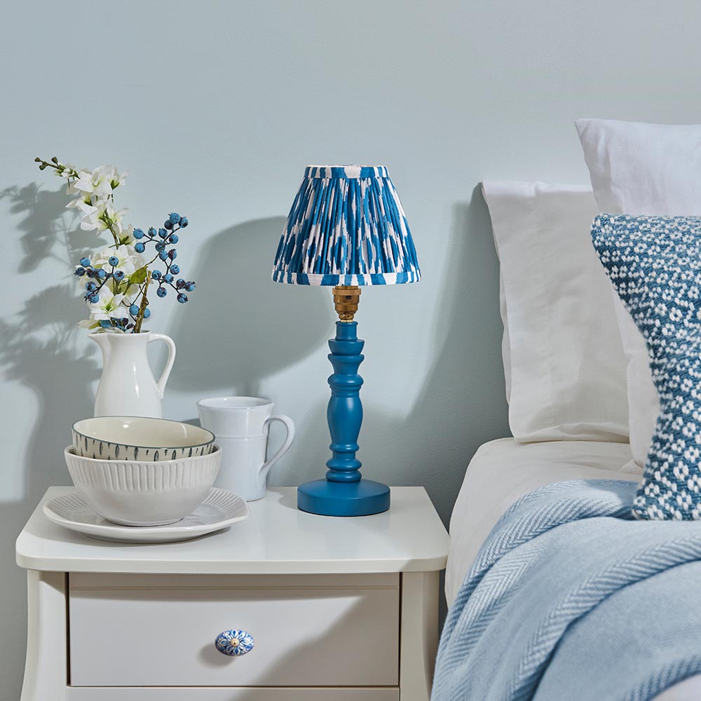 Wooden Blue Bibury & Ikat 16cm Marlin blue shade - Comet Lighting