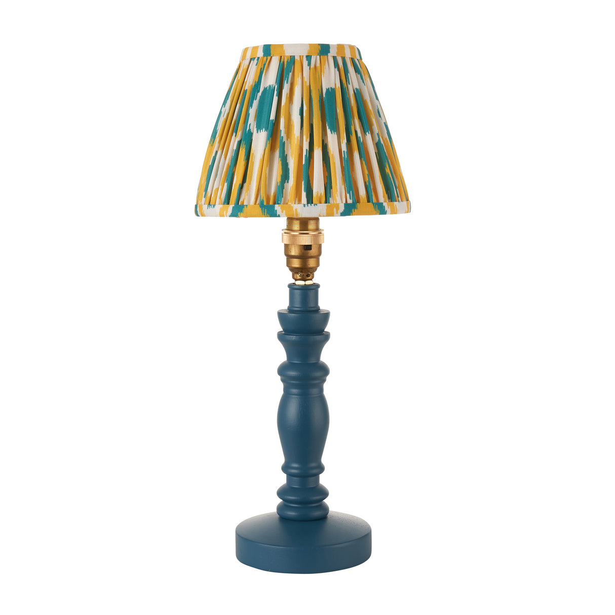 Wooden Blue Bibury & Ikat 16cm Yellow & jade shade - Comet Lighting