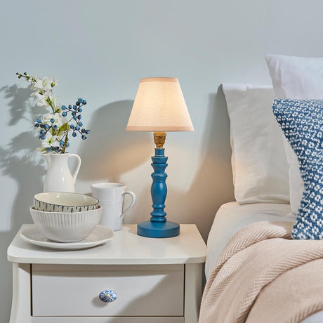 Wooden Blue Bibury & Ivy 16cm Vintage white shade - Comet Lighting