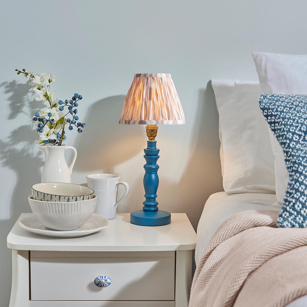 Wooden Blue Bibury & Ikat 16cm Neutral shade - Comet Lighting