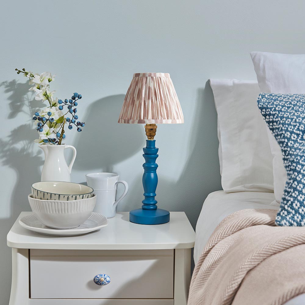 Wooden Blue Bibury & Ikat 16cm Neutral shade - Comet Lighting
