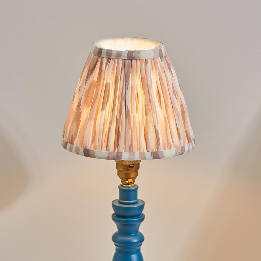 Wooden Blue Bibury & Ikat 16cm Neutral shade - Comet Lighting