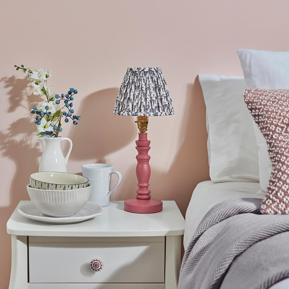 Wooden Pink Bibury & Leaf 16cm Pearl grey shade - Comet Lighting