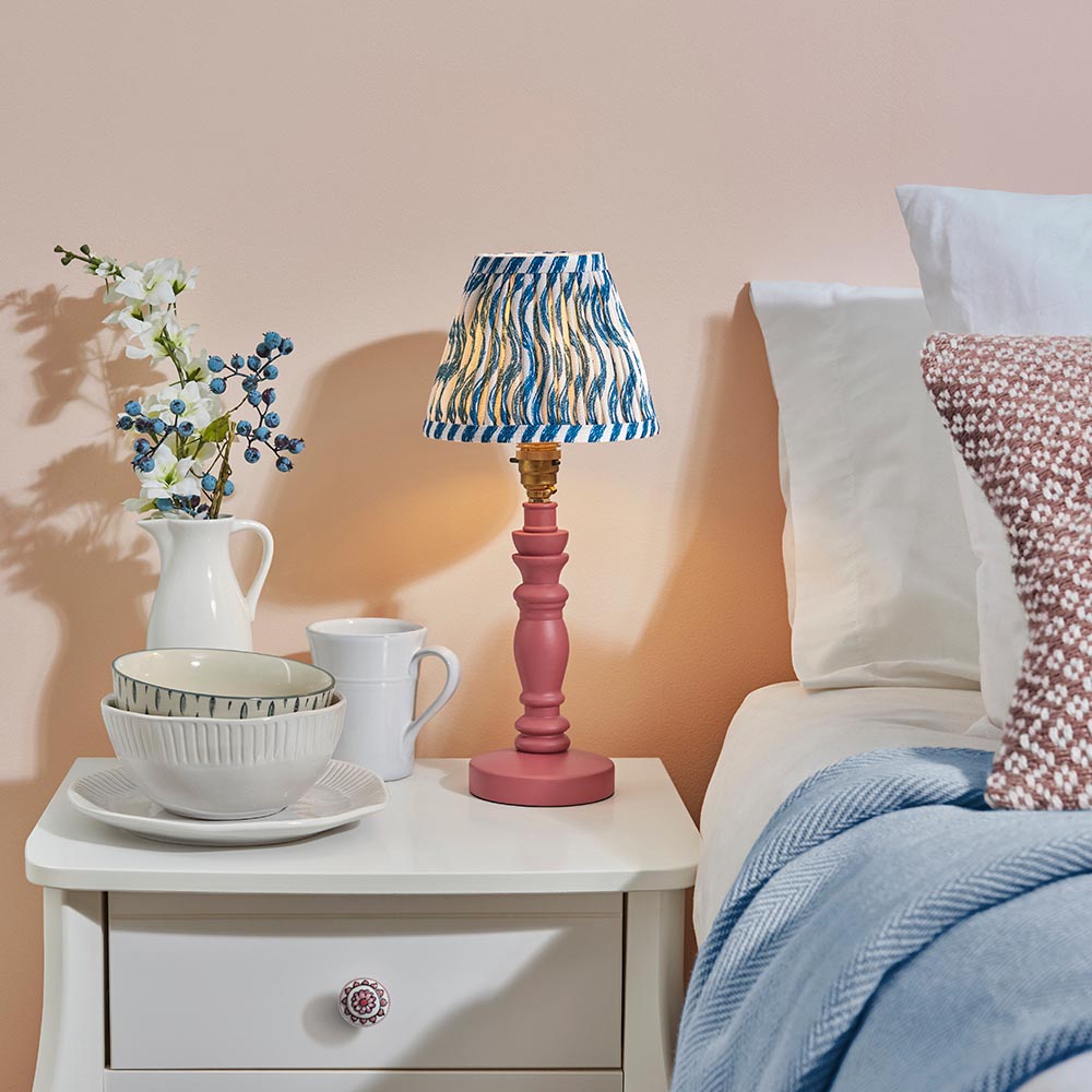 Wooden Pink Bibury & Ripple 16cm Marlin blue shade - Comet Lighting