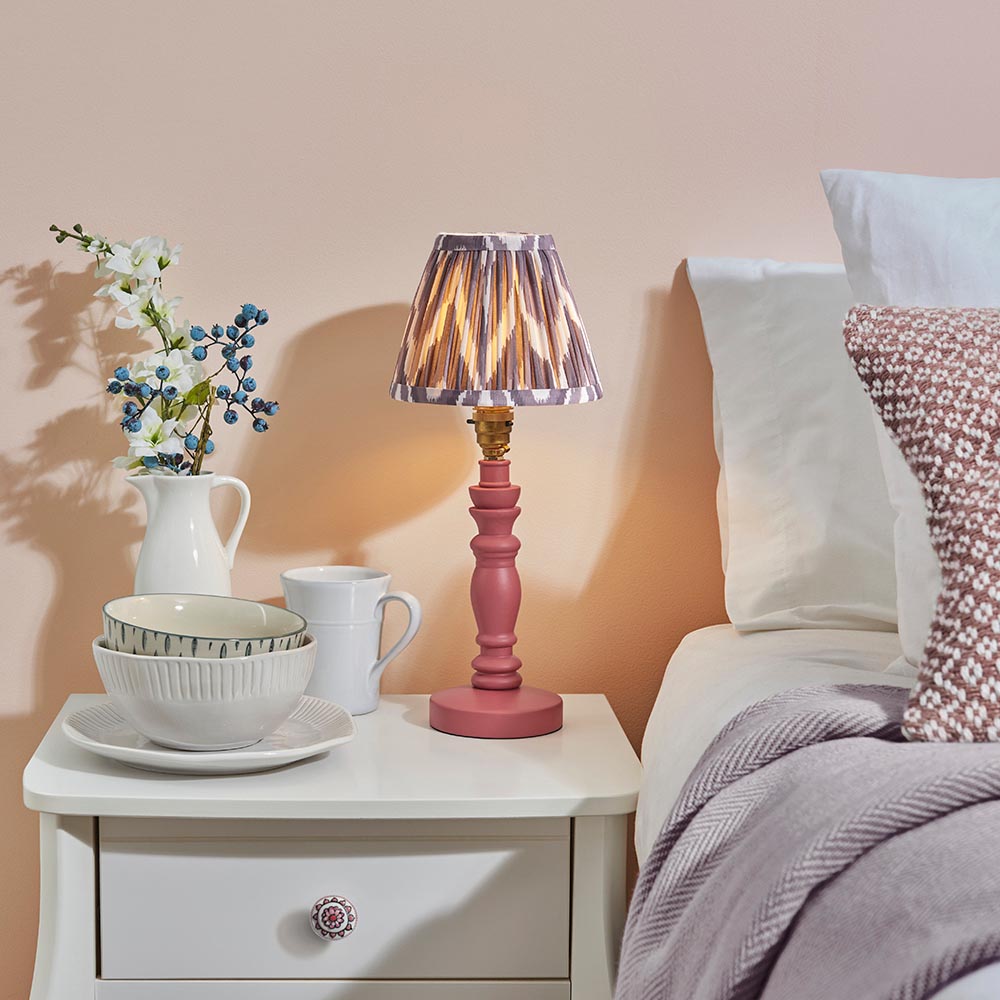 Wooden Pink Bibury & Zigzag 16cm Pearl grey shade - Comet Lighting