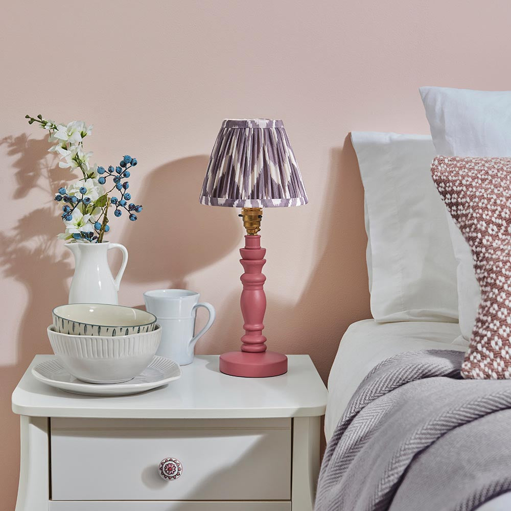 Wooden Pink Bibury & Zigzag 16cm Pearl grey shade - Comet Lighting