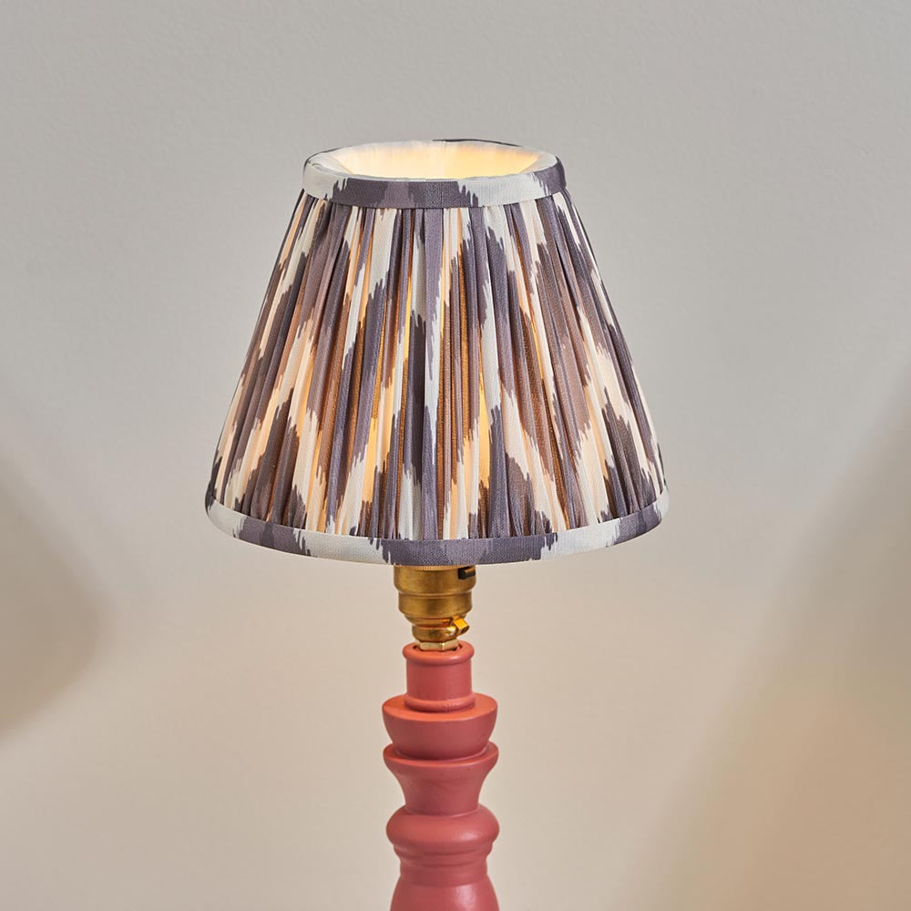 Wooden Pink Bibury & Zigzag 16cm Pearl grey shade - Comet Lighting