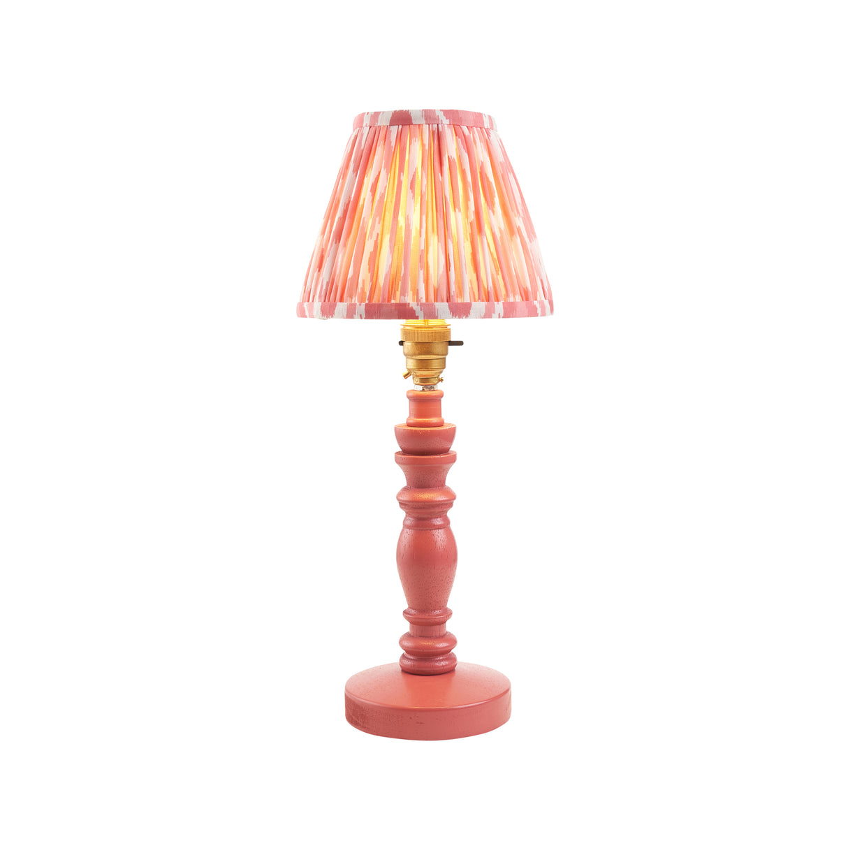Wooden Pink Bibury & Ikat 16cm Coral pink shade - Comet Lighting