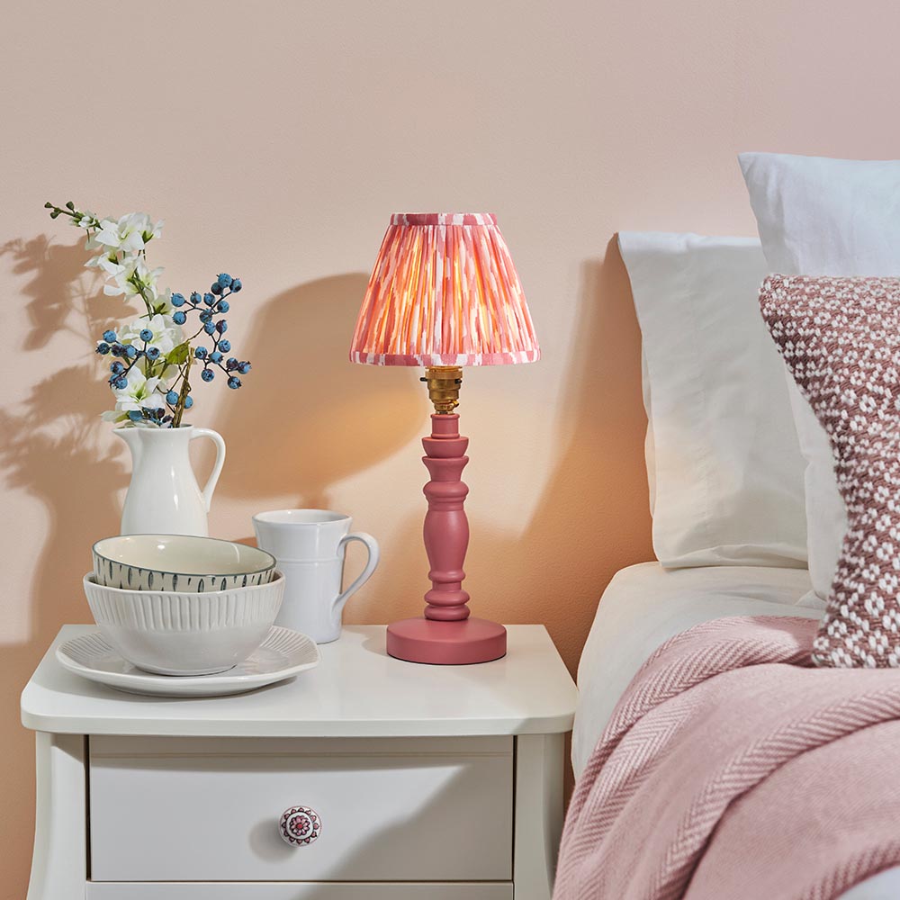 Wooden Pink Bibury & Ikat 16cm Coral pink shade - Comet Lighting