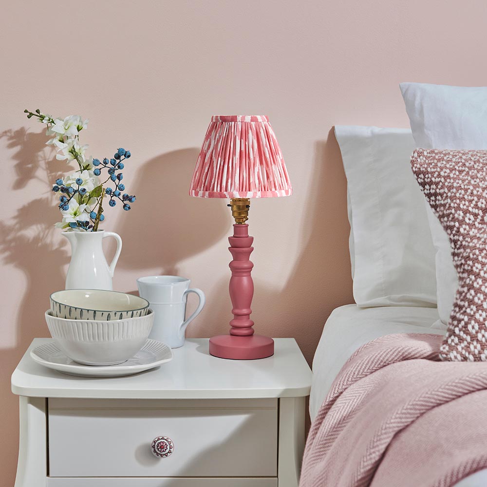 Wooden Pink Bibury & Ikat 16cm Coral pink shade - Comet Lighting