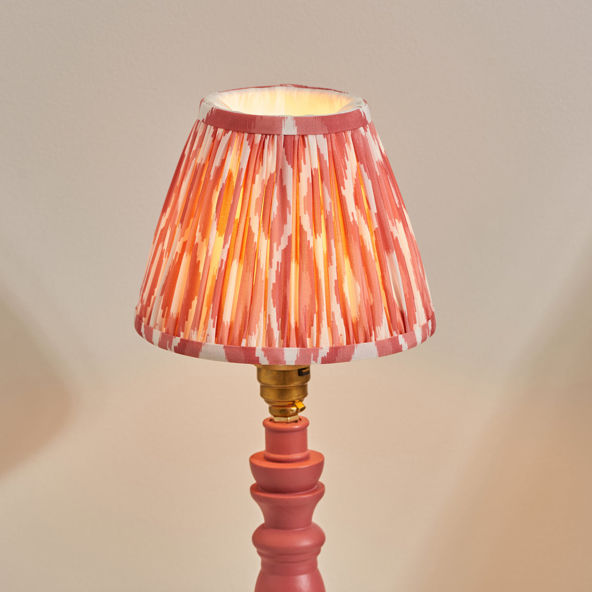Wooden Pink Bibury & Ikat 16cm Coral pink shade - Comet Lighting