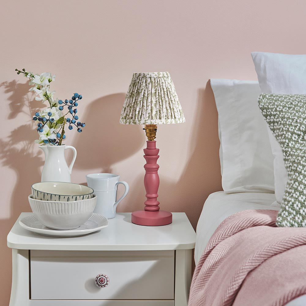 Wooden Pink Bibury & Leaf 16cm Herb garden green shade - Comet Lighting