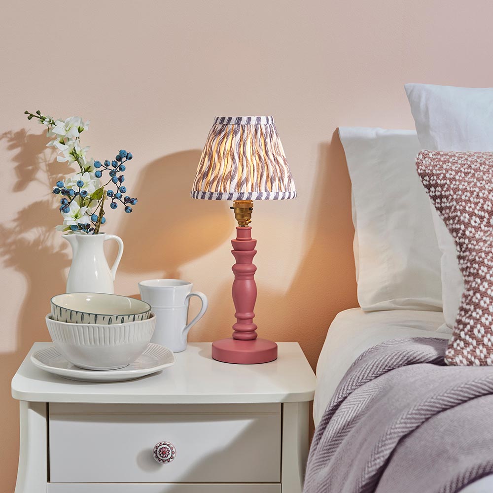 Wooden Pink Bibury & Ripple 16cm Pearl grey shade - Comet Lighting