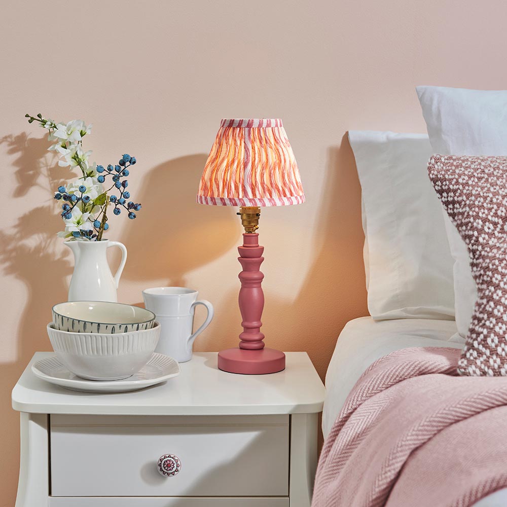 Wooden Pink Bibury & Ripple 16cm Coral pink shade - Comet Lighting
