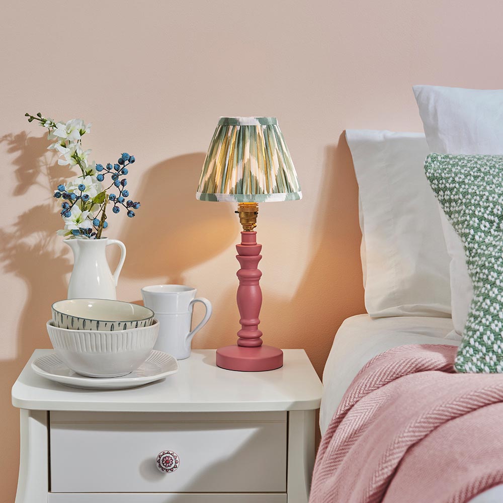 Wooden Pink Bibury & Zigzag 16cm Cotswold green shade - Comet Lighting