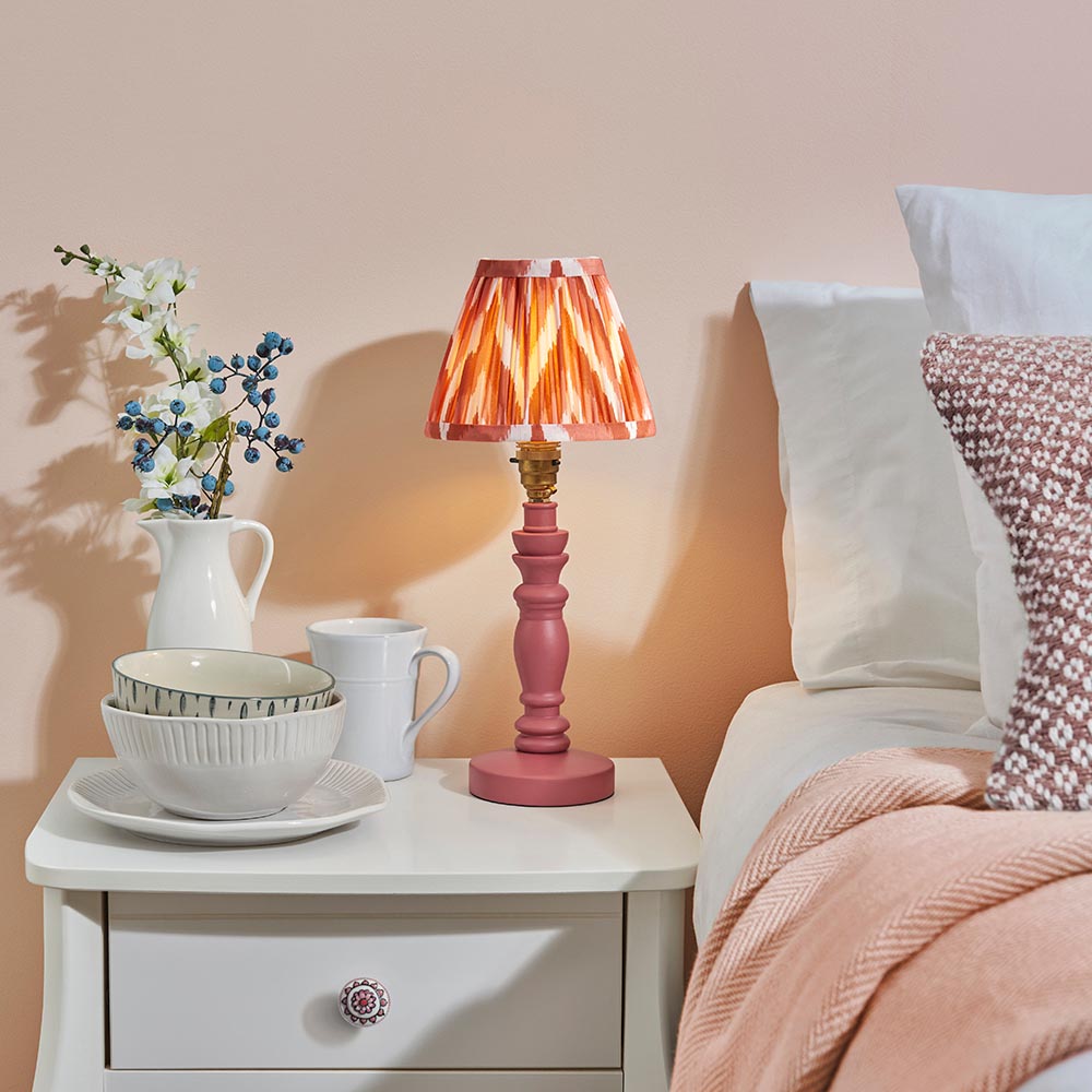 Wooden Pink Bibury & Zigzag 16cm Apricot orange shade - Comet Lighting