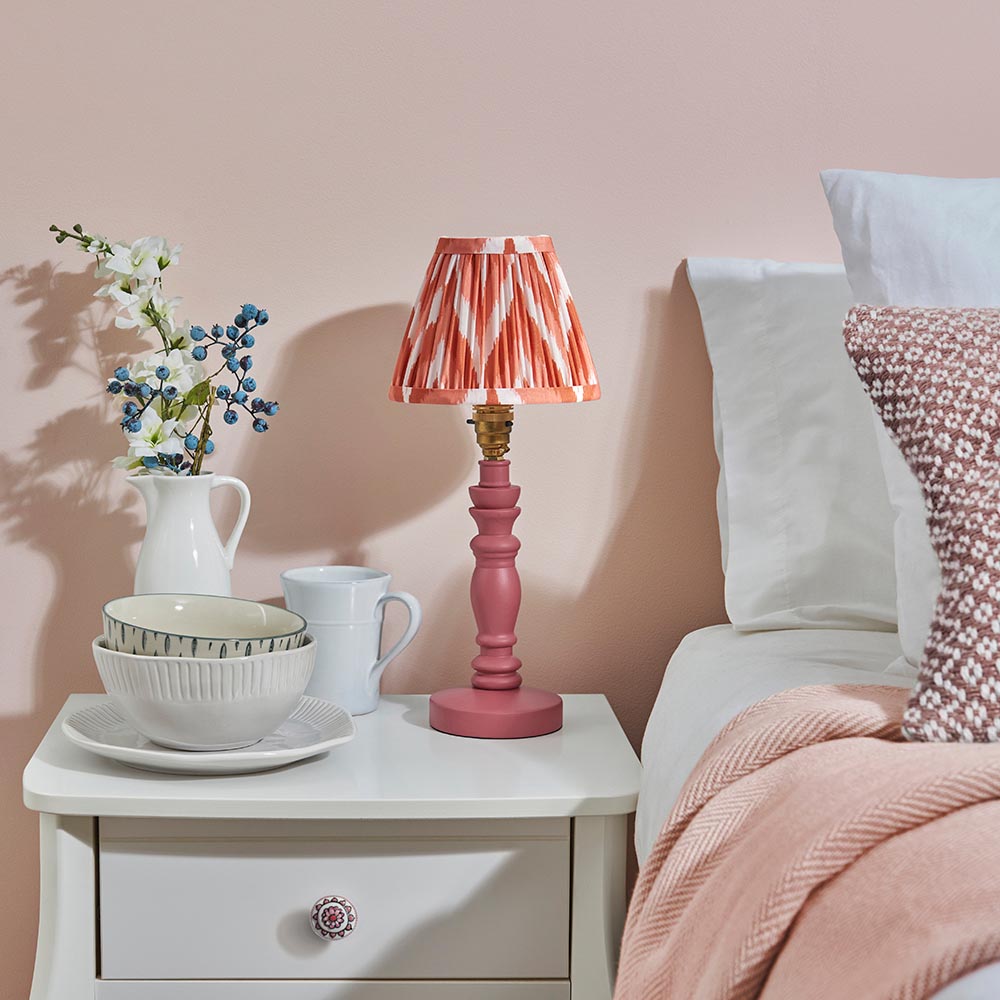 Wooden Pink Bibury & Zigzag 16cm Apricot orange shade - Comet Lighting