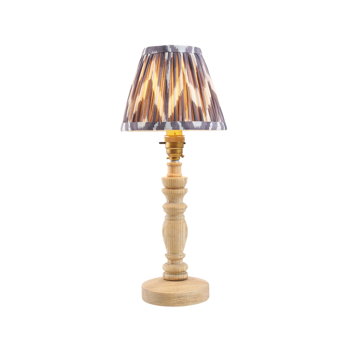 Natural Ash Bibury & Zigzag 16cm Pearl grey shade - Comet Lighting