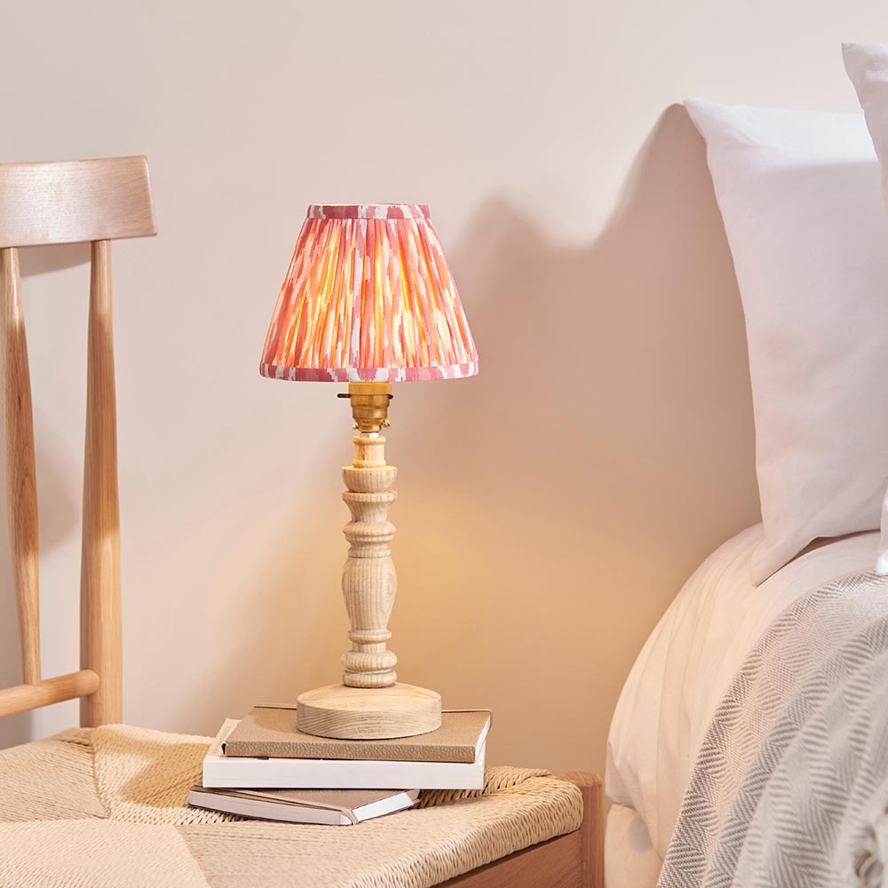Natural Ash Bibury & Ikat 16cm Coral pink shade - Comet Lighting