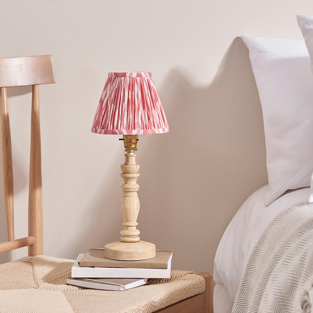 Natural Ash Bibury & Ikat 16cm Coral pink shade - Comet Lighting