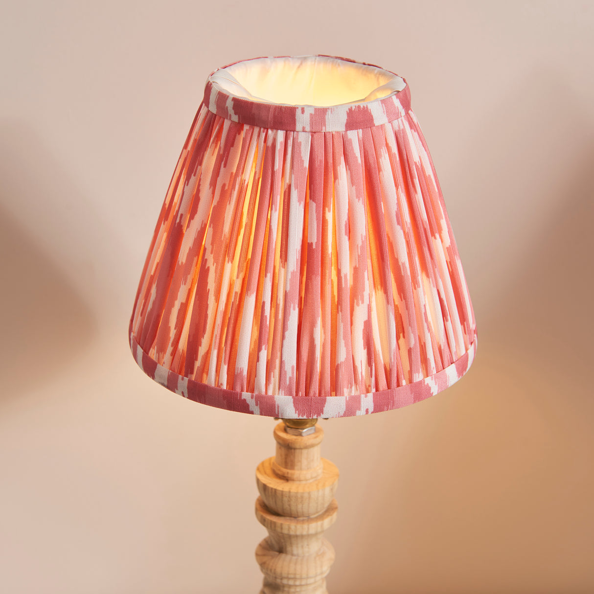 Natural Ash Bibury & Ikat 16cm Coral pink shade - Comet Lighting