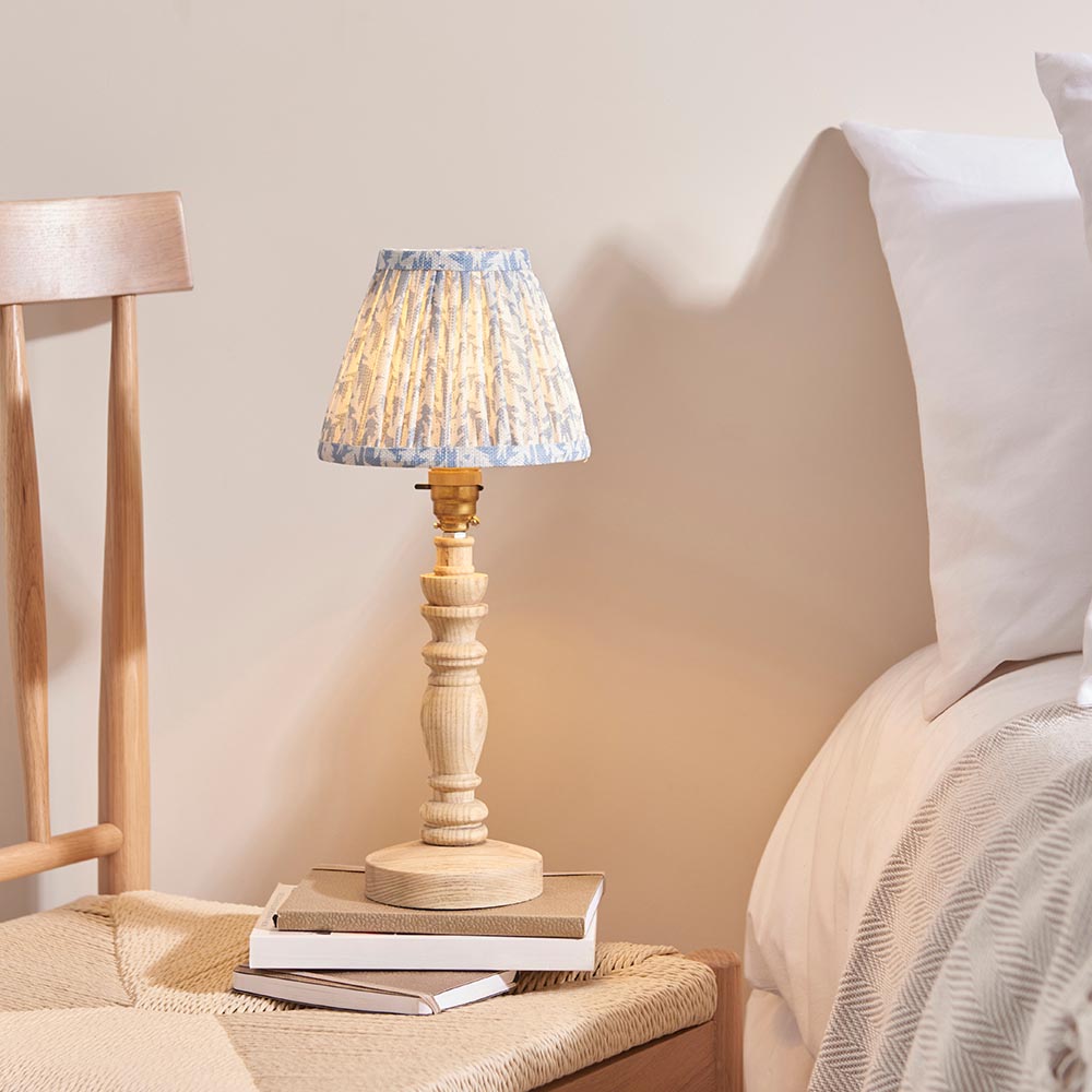 Natural Ash Bibury & Leaf 16cm Shell bay blue shade - Comet Lighting