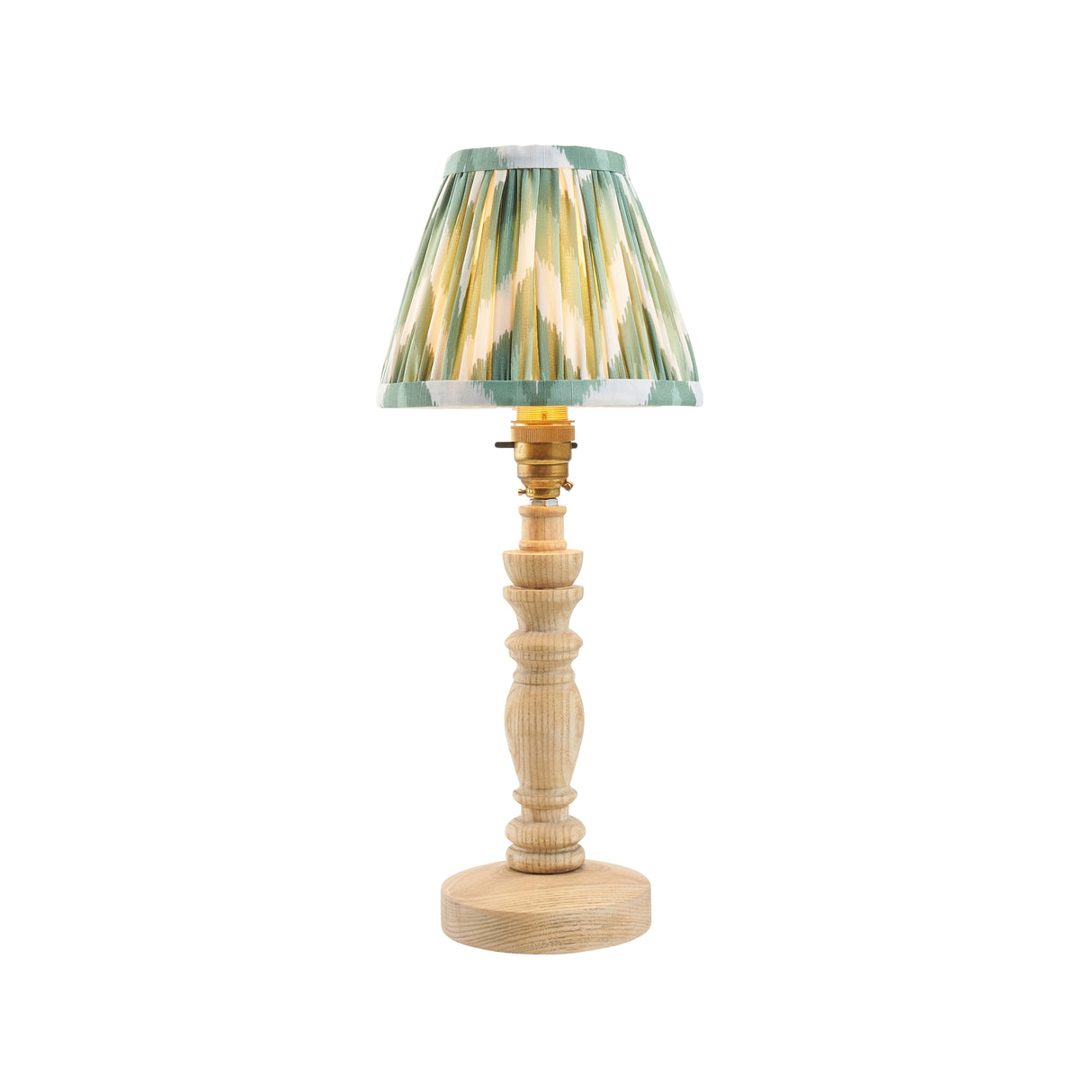 Natural Ash Bibury & Zigzag 16cm Cotswold green shade - Comet Lighting