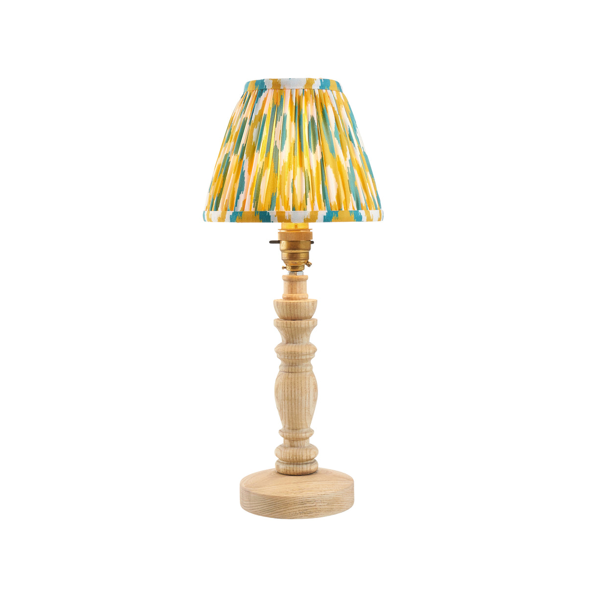 Natural Ash Bibury & Ikat 16cm Yellow & jade shade - Comet Lighting