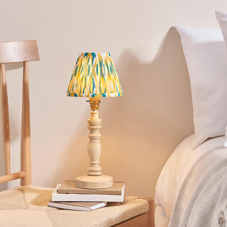 Natural Ash Bibury & Ikat 16cm Yellow & jade shade - Comet Lighting