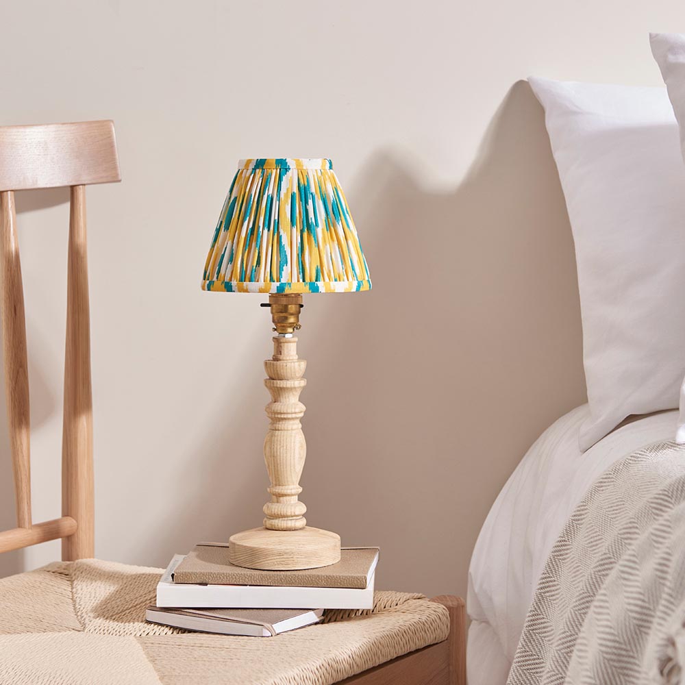Natural Ash Bibury & Ikat 16cm Yellow & jade shade - Comet Lighting