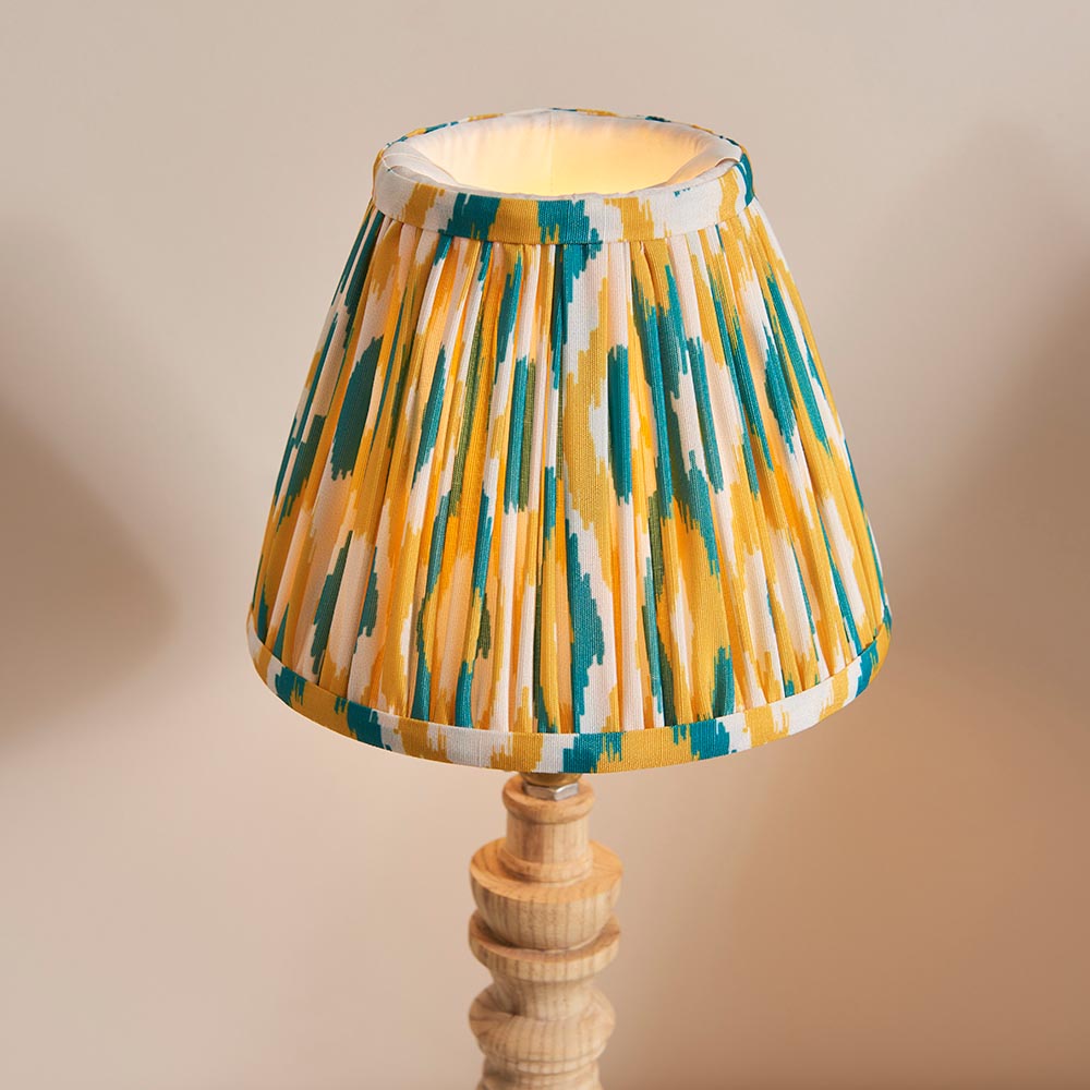 Natural Ash Bibury & Ikat 16cm Yellow & jade shade - Comet Lighting