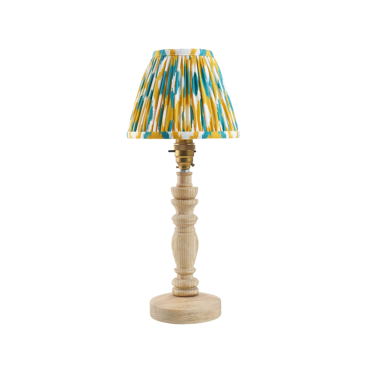 Natural Ash Bibury & Ikat 16cm Yellow & jade shade - Comet Lighting