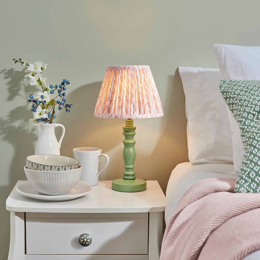 Bibury & Leaf 20cm Table Satin cotswold green paint & peachy keen fabric