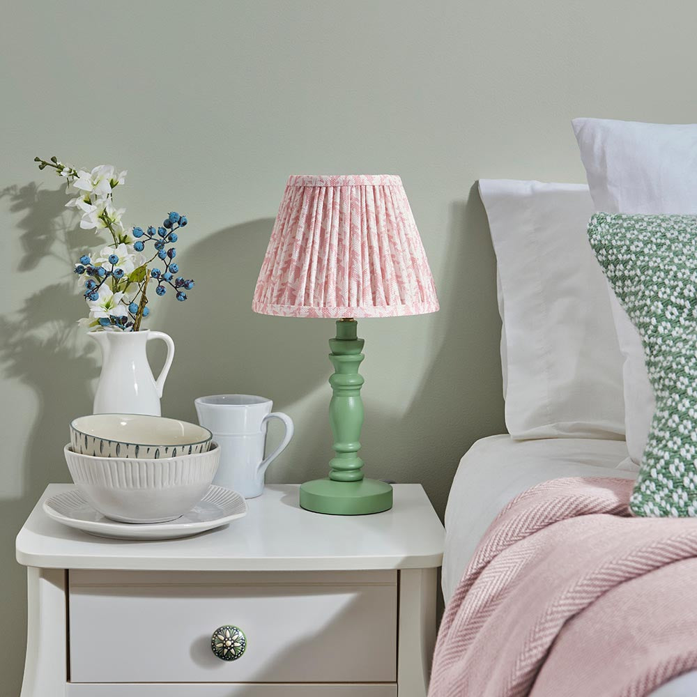 Bibury & Leaf 20cm Table Satin cotswold green paint & peachy keen fabric