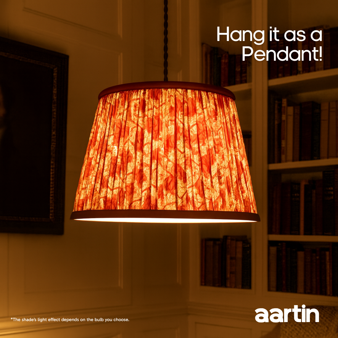 AARTIN 35 CM CRIMSON BLOOMS STRAIGHT EMPIRE GATHERED LAMPSHADE IN COTTON