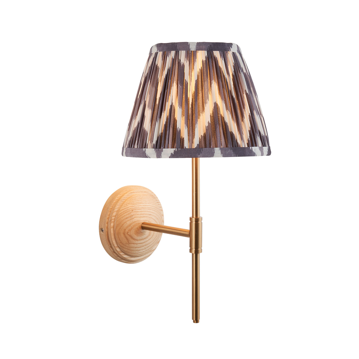 Wood T Bar & Zigzag 20cm Pearl grey shade - Comet Lighting