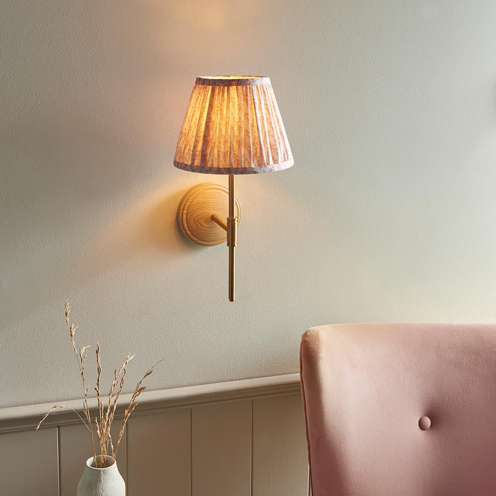 Wood T Bar & Leaf 20cm Peachy keen shade - Comet Lighting