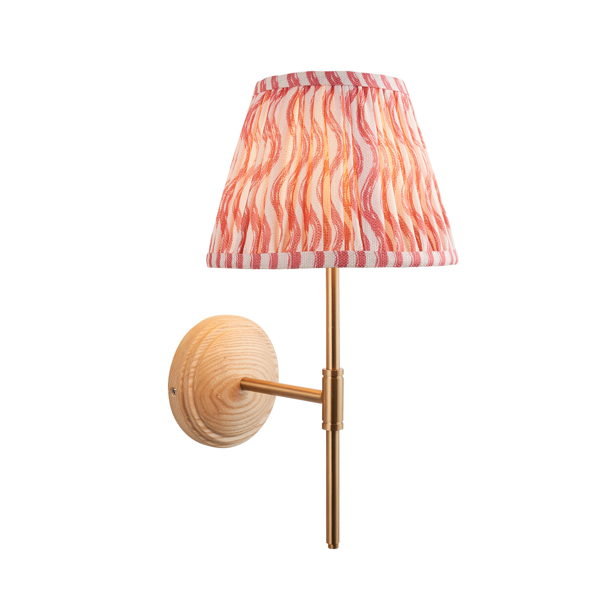 Wood T Bar & Ripple 20cm Coral pink shade - Comet Lighting
